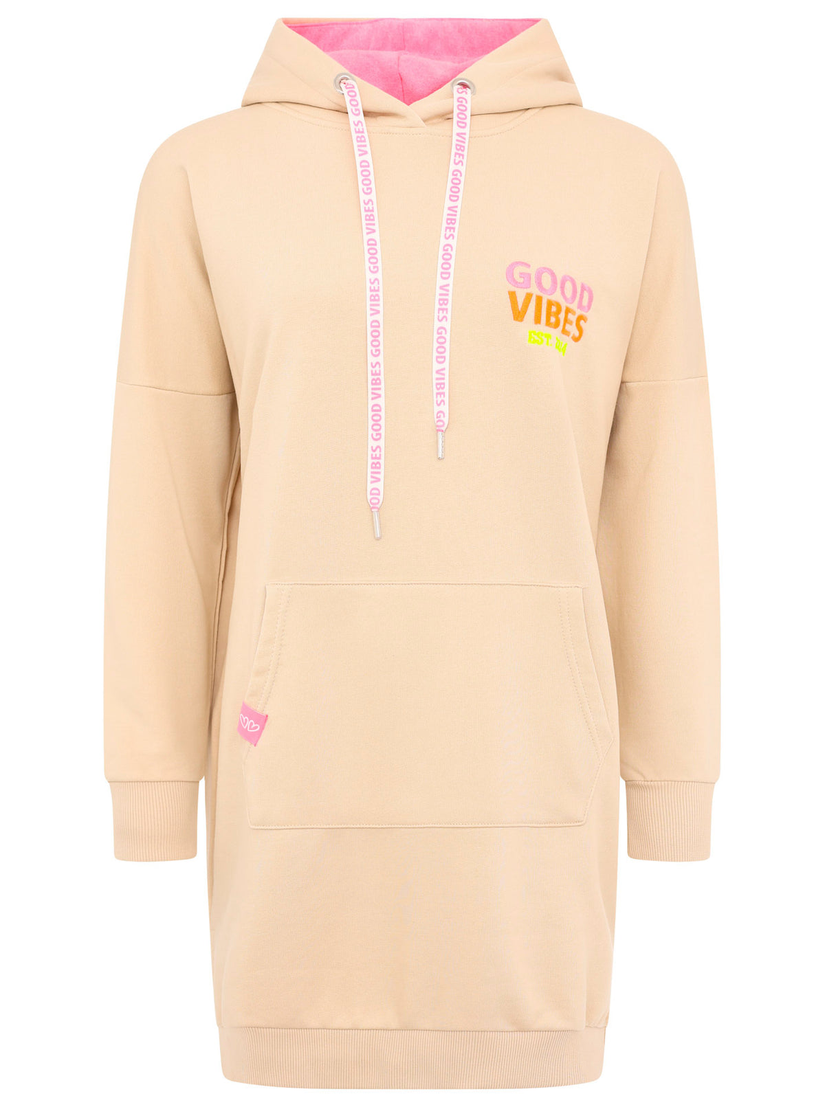 Zwillingsherz - Hoodiekleid "Good Vibes only - believe" - Beige