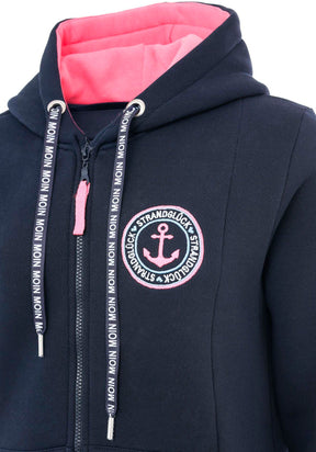 Zwillingsherz Kapuzensweatjacke Hoodiemantel in Dunkelblau/Navy, ideal für Küstenwetter, stilvolles Moin