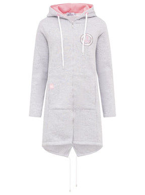 Zwillingsherz Kapuzen-Sweatjacke / Hoodiemantel 'Moin Meer Küste' in Grau/Pink, neu, perfekt für Übergangszeit Tage am Meer.