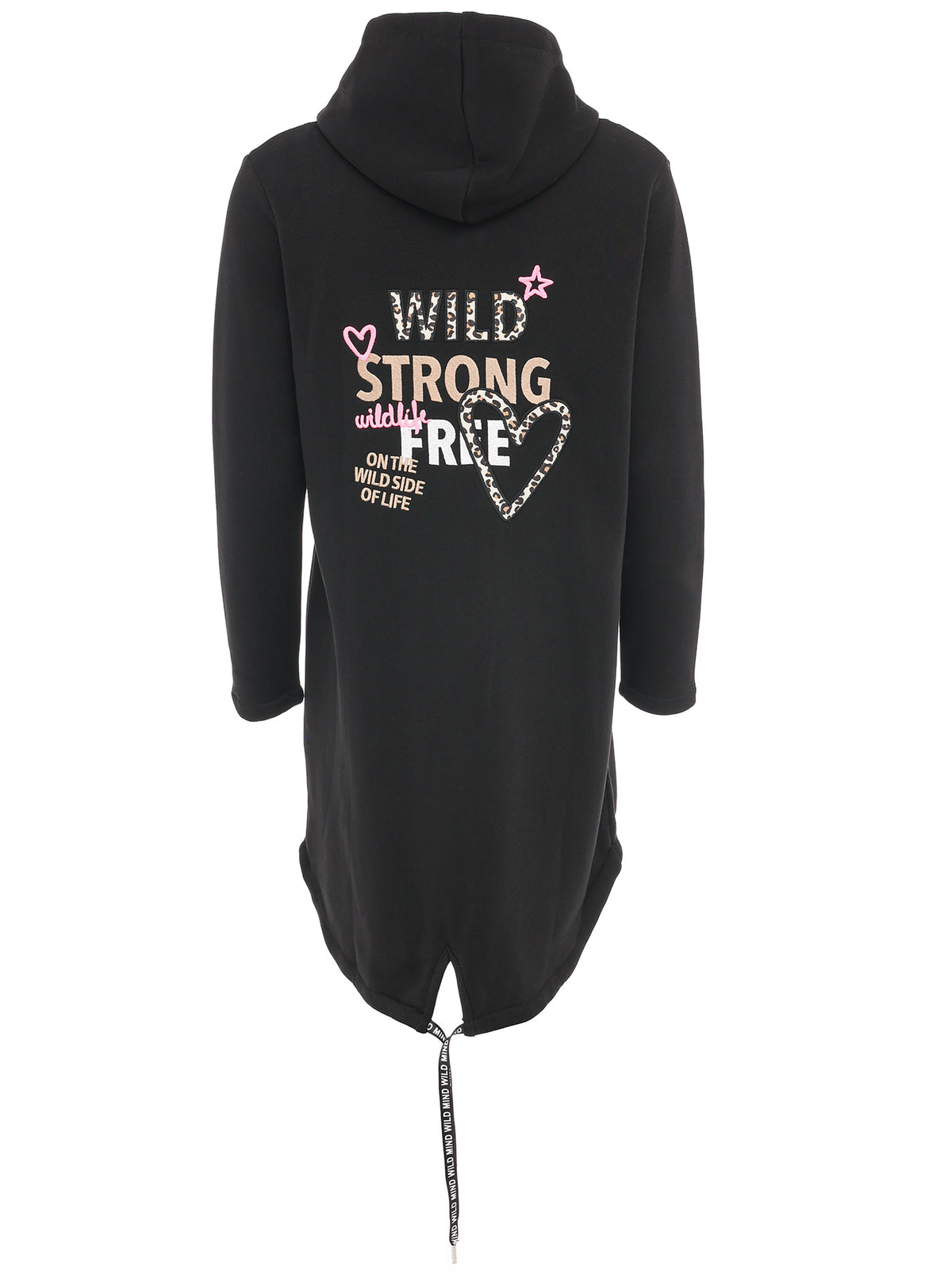 Zwillingsherz - Hoodiemantel Leopard Wild Strong Free - Schwarz