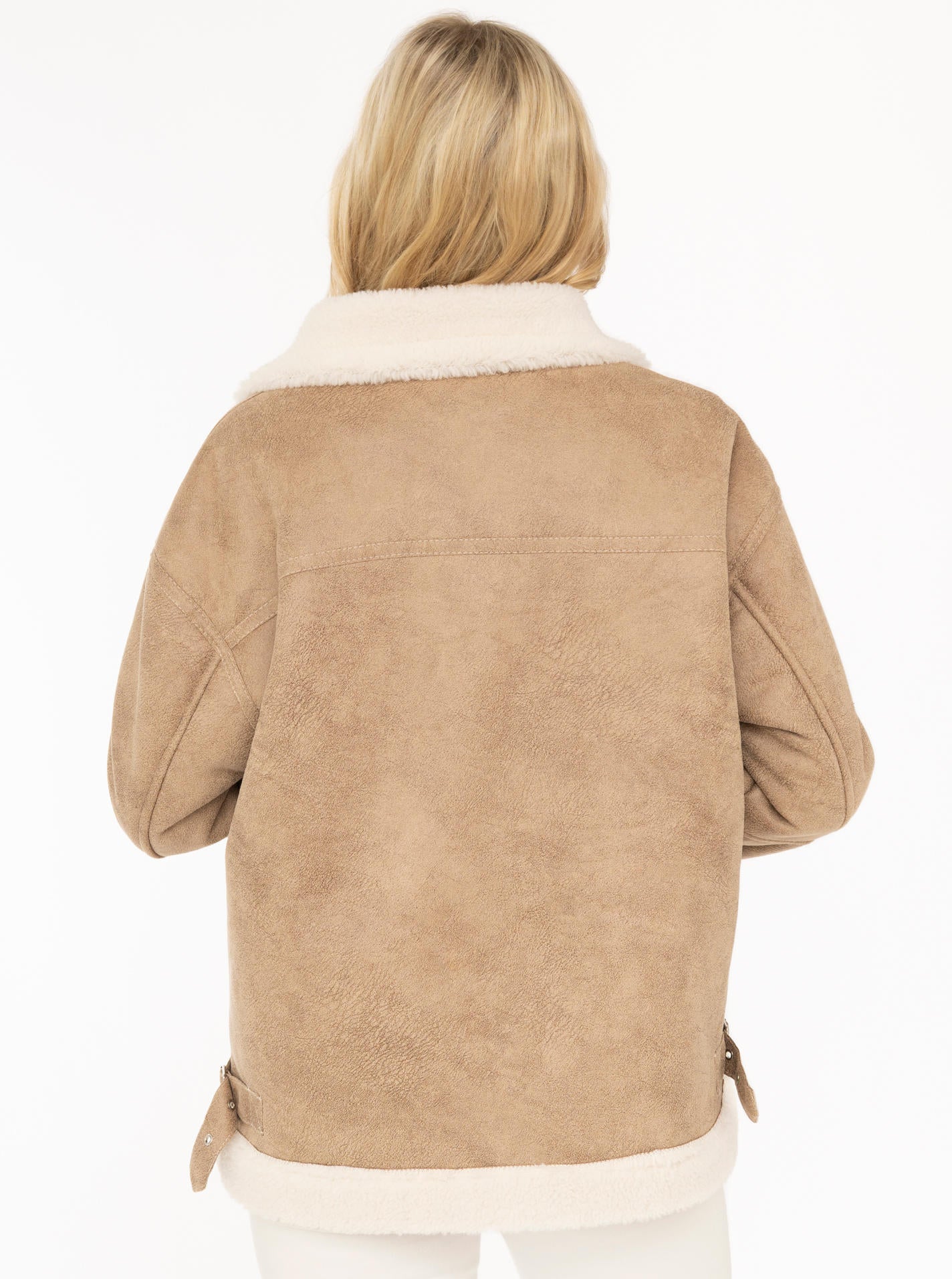 Zwillingsherz Jacke Teddyfell ZH in Beige – Detailansicht 1, kuscheliges Teddyfell