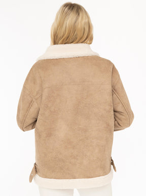 Zwillingsherz Jacke Teddyfell ZH in Beige – Detailansicht 1, kuscheliges Teddyfell