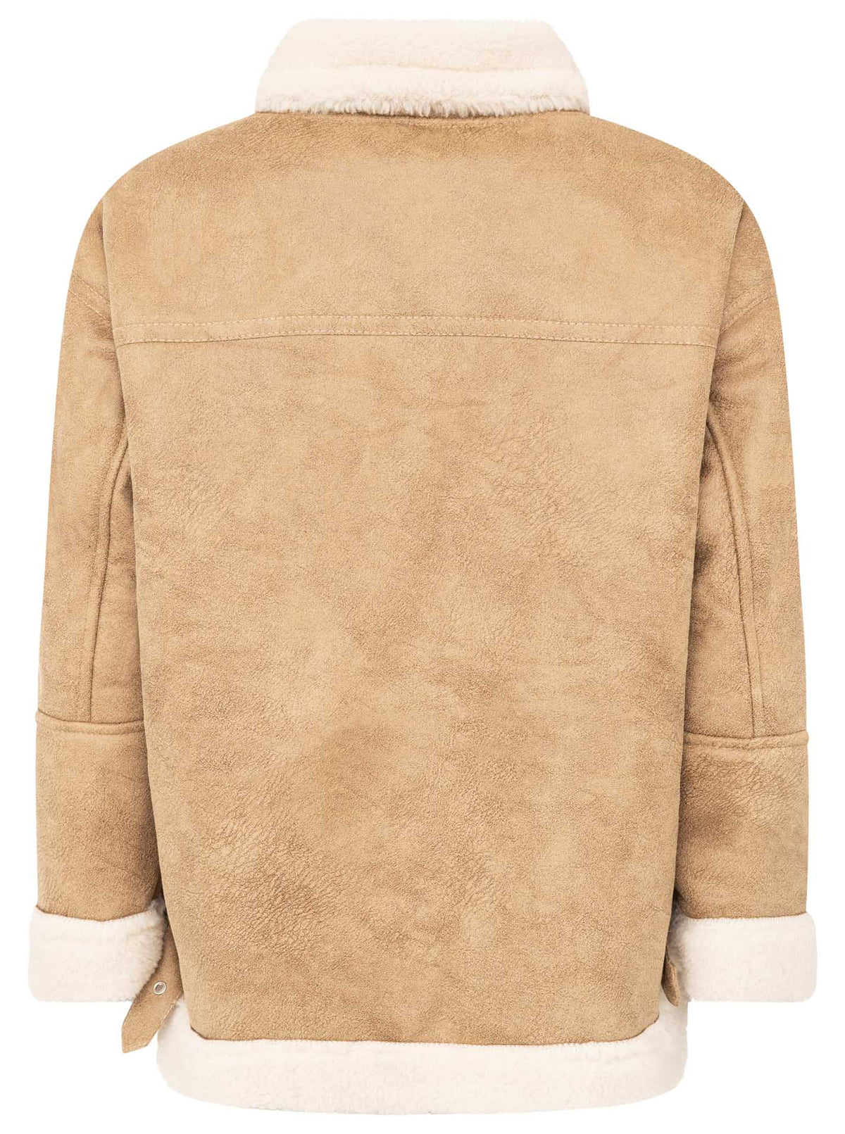 Zwillingsherz Jacke Teddyfell ZH in Beige – Detailansicht 2, Reißverschluss und Seitentaschen