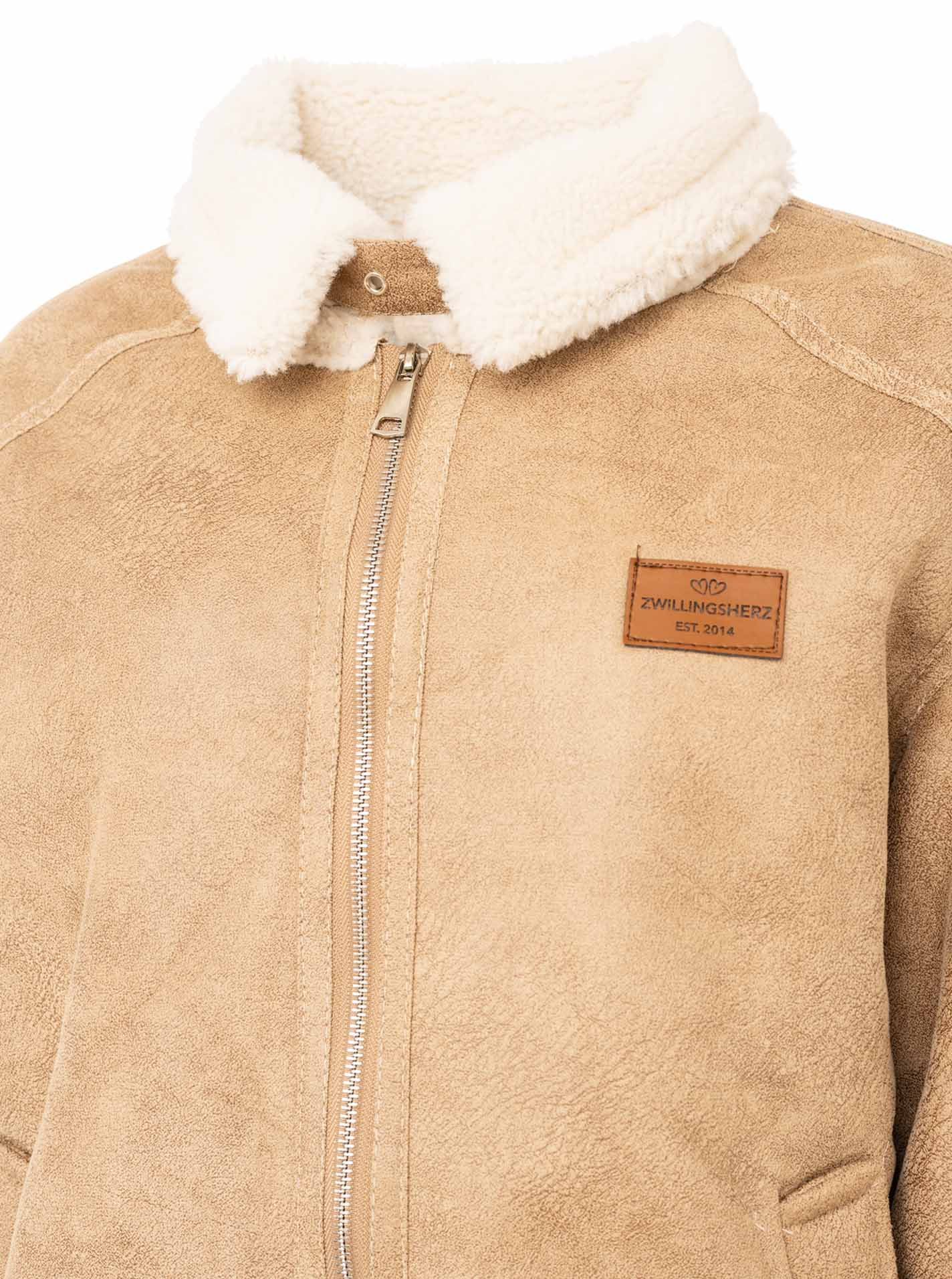 Zwillingsherz Jacke Teddyfell ZH in Beige – Detailansicht 3