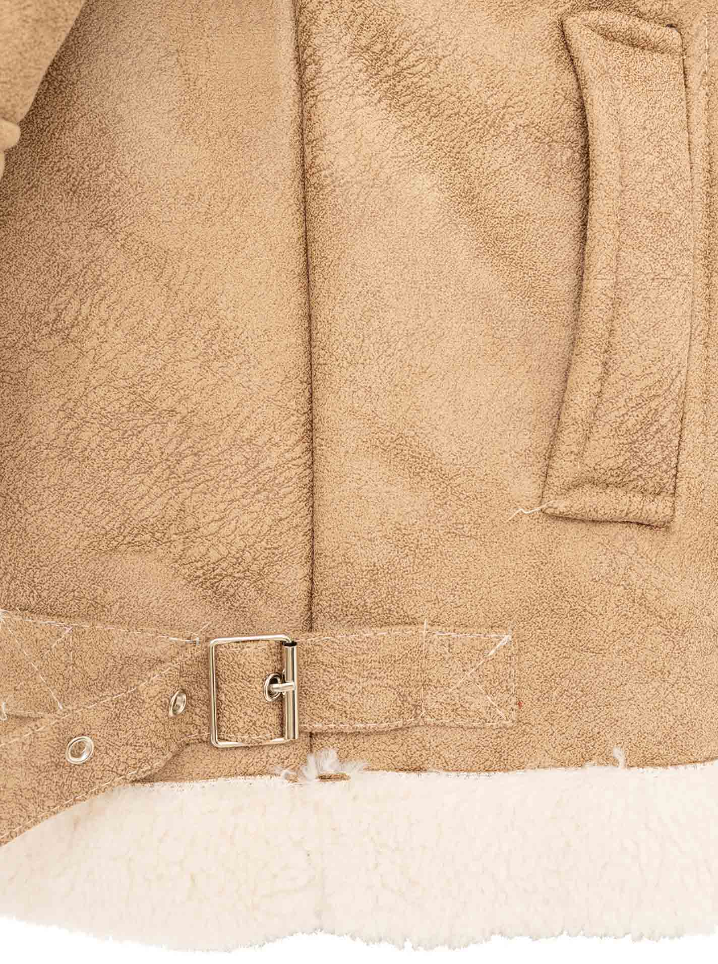 Zwillingsherz Jacke Teddyfell ZH in Beige – Detailansicht 4