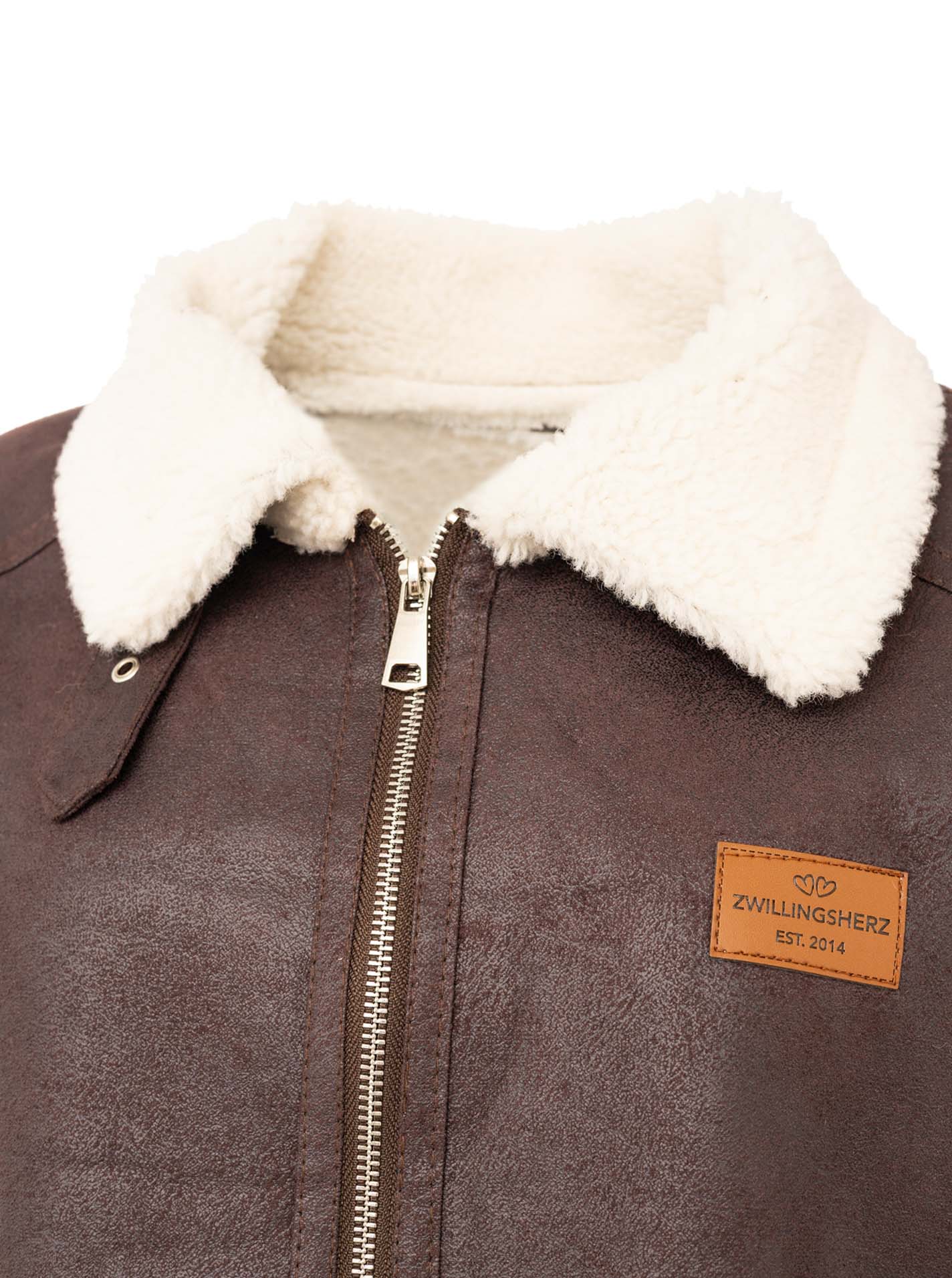 Zwillingsherz Jacke Teddyfell ZH in Braun – Detailansicht 3