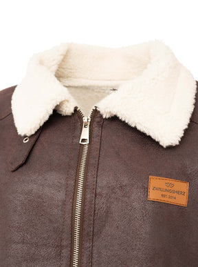 Zwillingsherz Jacke Teddyfell ZH in Braun – Detailansicht 3