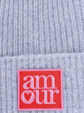 Zwillingsherz Kaschmir-Umschlagmütze Amour Patch Jeansblau weitere Ansicht