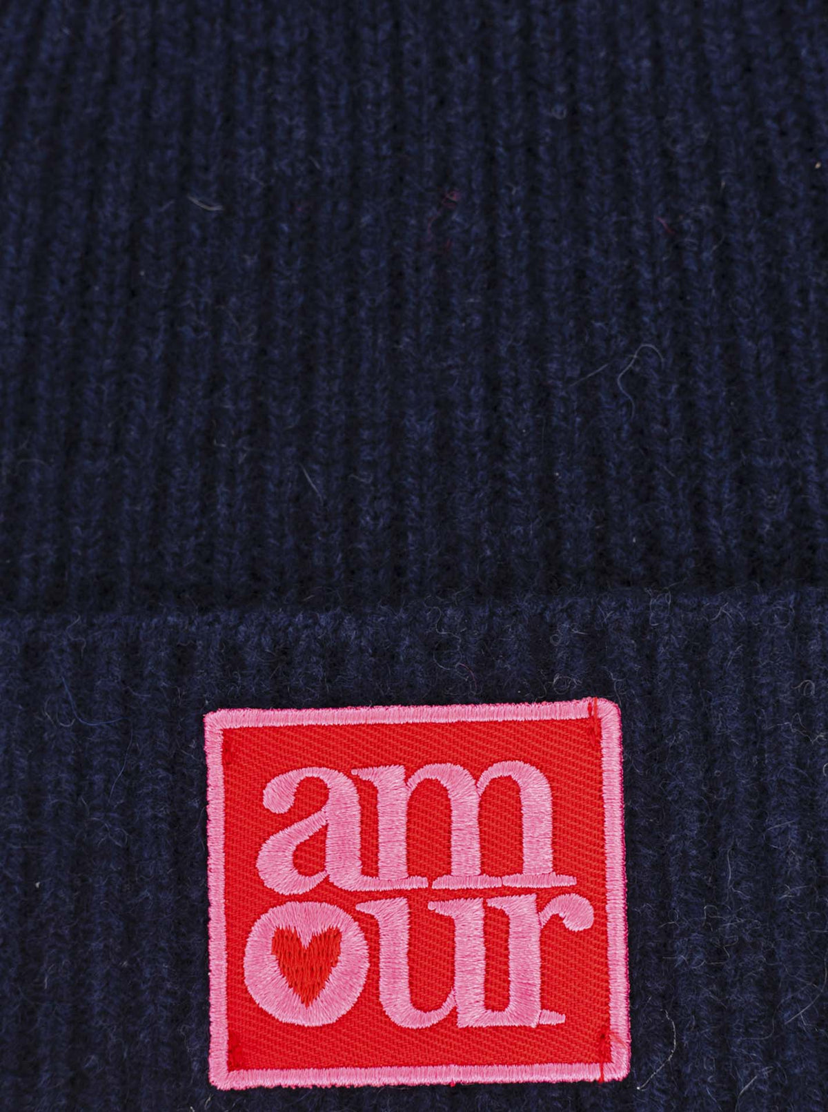 Zwillingsherz Kaschmir-Umschlagmütze Amour Patch Marine weitere Ansicht
