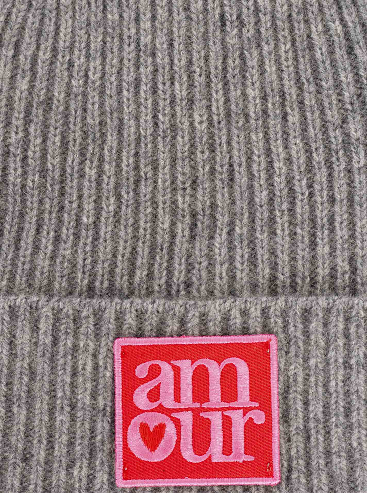 Zwillingsherz Kaschmir-Umschlagmütze Amour Patch Mittelgrau weitere Ansicht