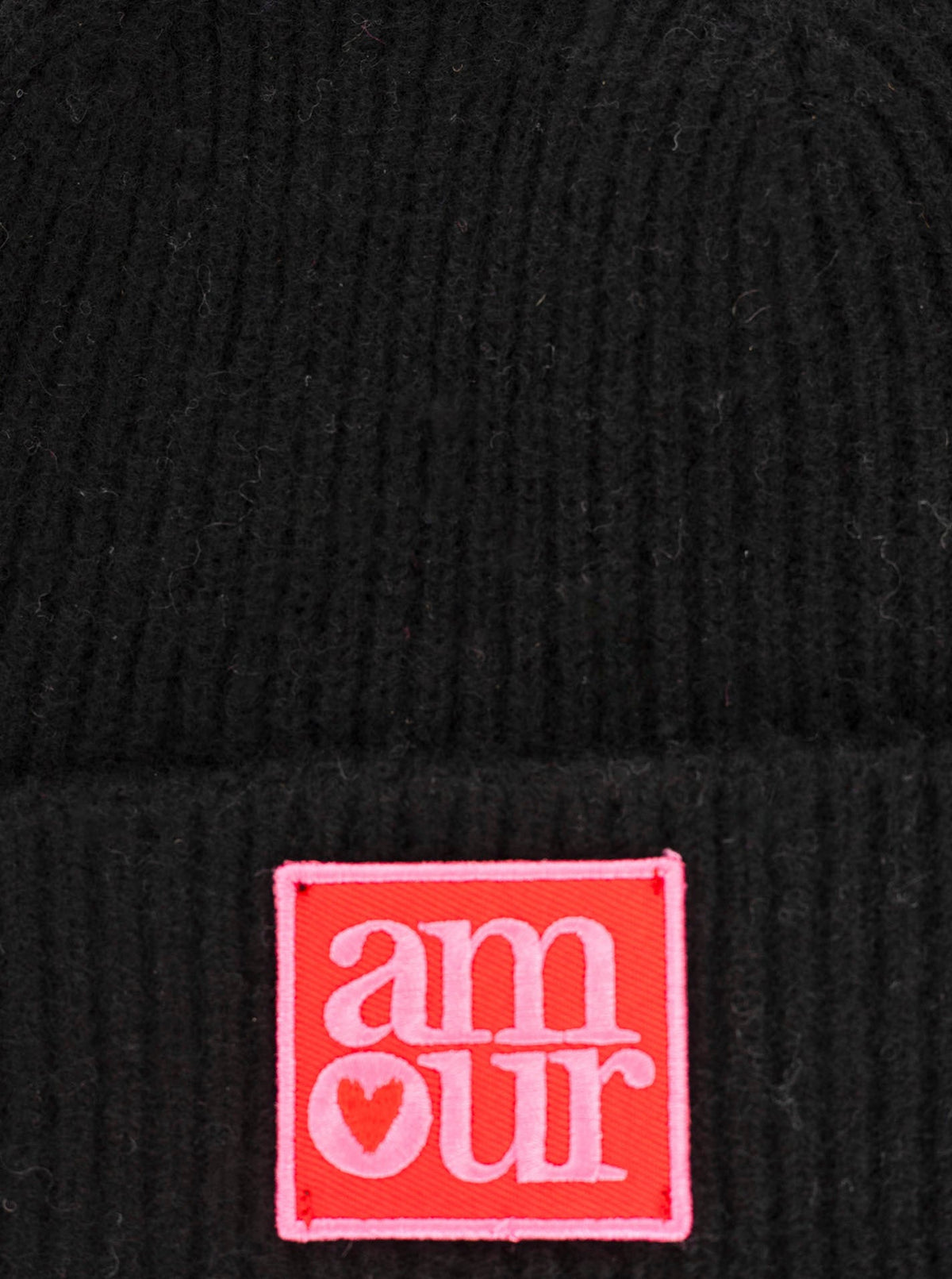 Zwillingsherz Kaschmir-Umschlagmütze Amour Patch Schwarz weitere Ansicht