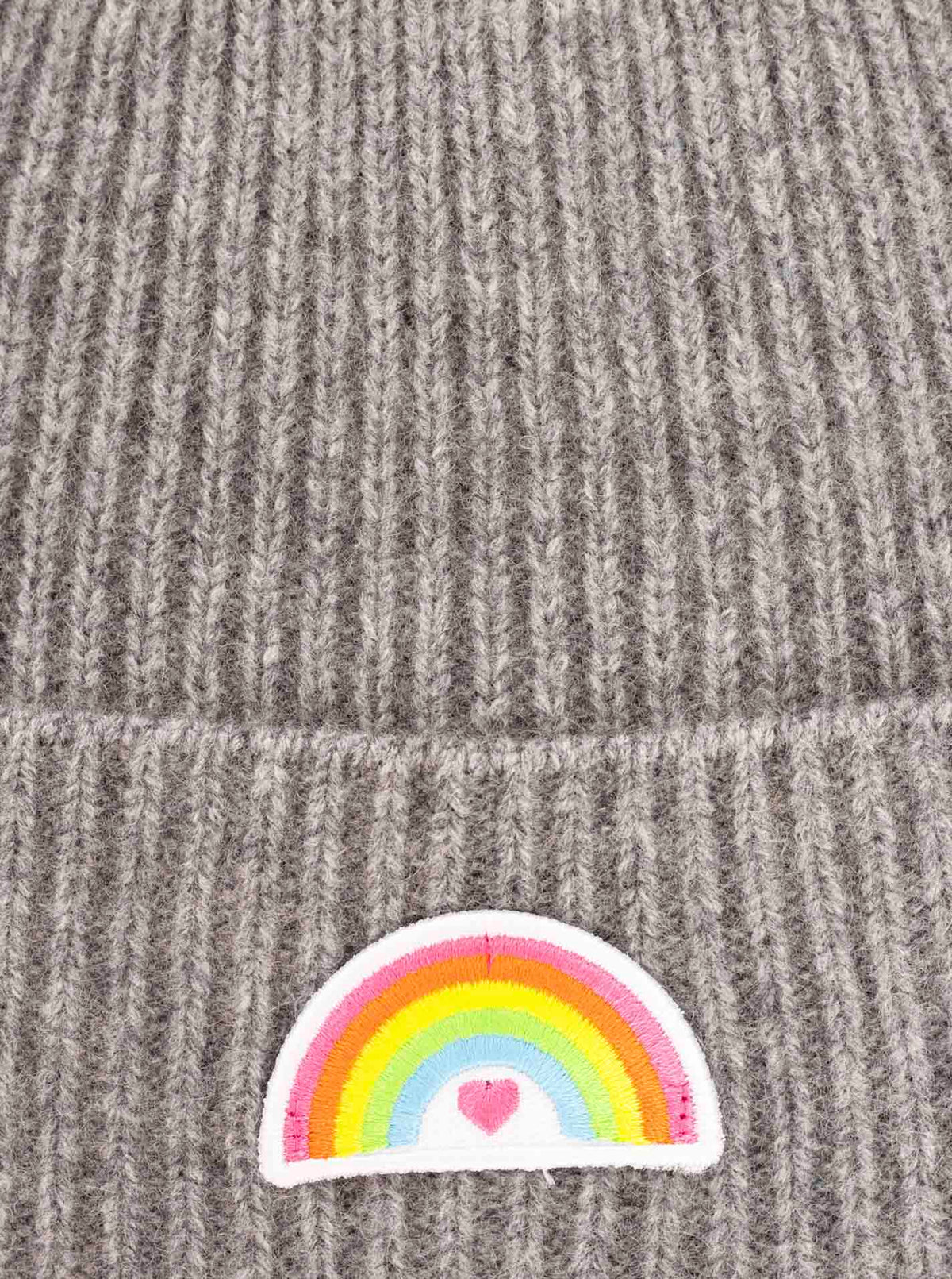 Zwillingsherz Kaschmir-Umschlagmütze Rainbow Patch Mittelgrau weitere Ansicht