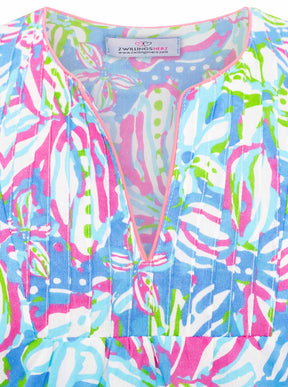Zwillingsherz - Baumwoll Kleid Blumentraum - Blau/Pink