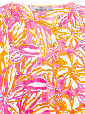 Zwillingsherz - Baumwoll Kleid Blumentraum - Pink/Orange