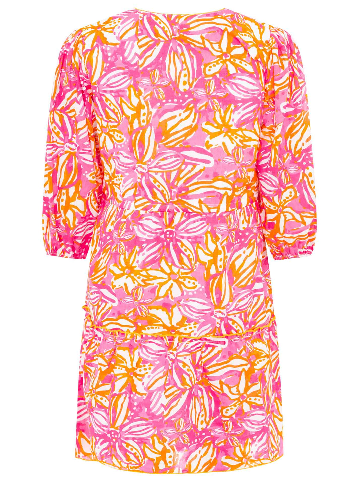 Zwillingsherz - Baumwoll Kleid Blumentraum - Pink/Orange