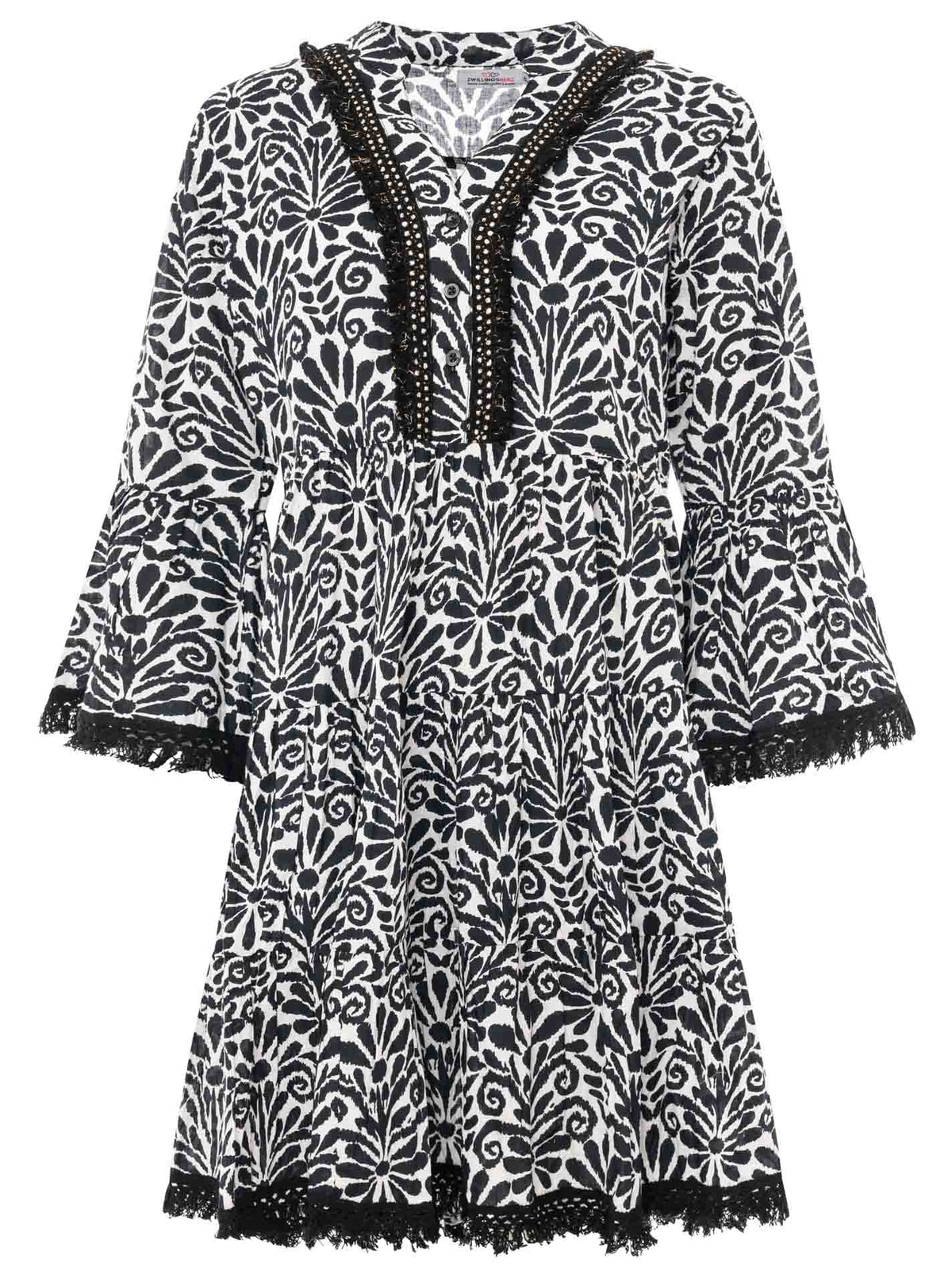 Zwillingsherz - Kleid "Flower Layout" - Schwarz