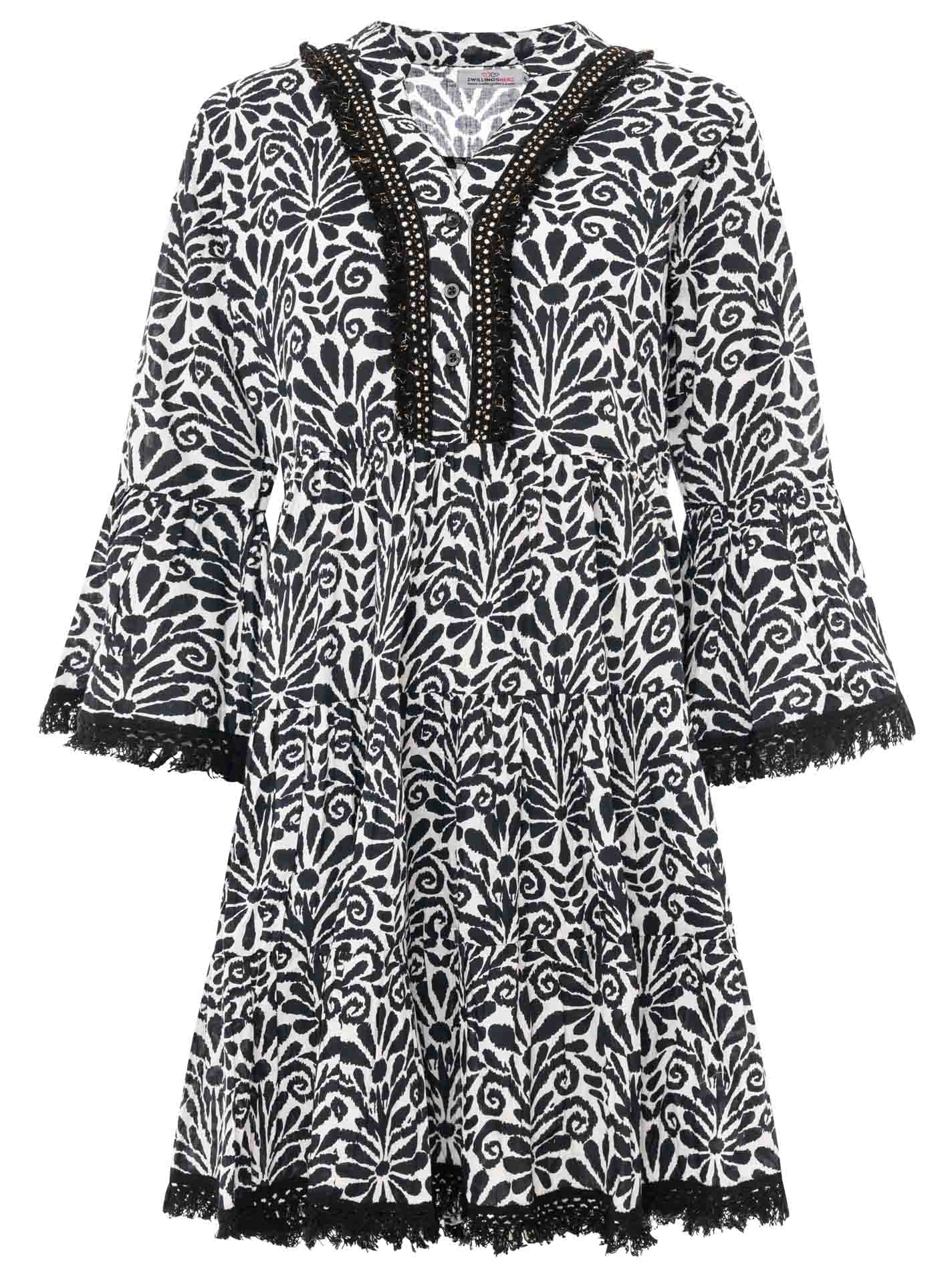 Zwillingsherz - Kleid "Flower Layout" - Schwarz