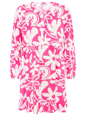 Zwillingsherz Kleid Flower Paradise in Pink mit zartem Blumenmuster – luftiger Schnitt für Frühling und Sommer