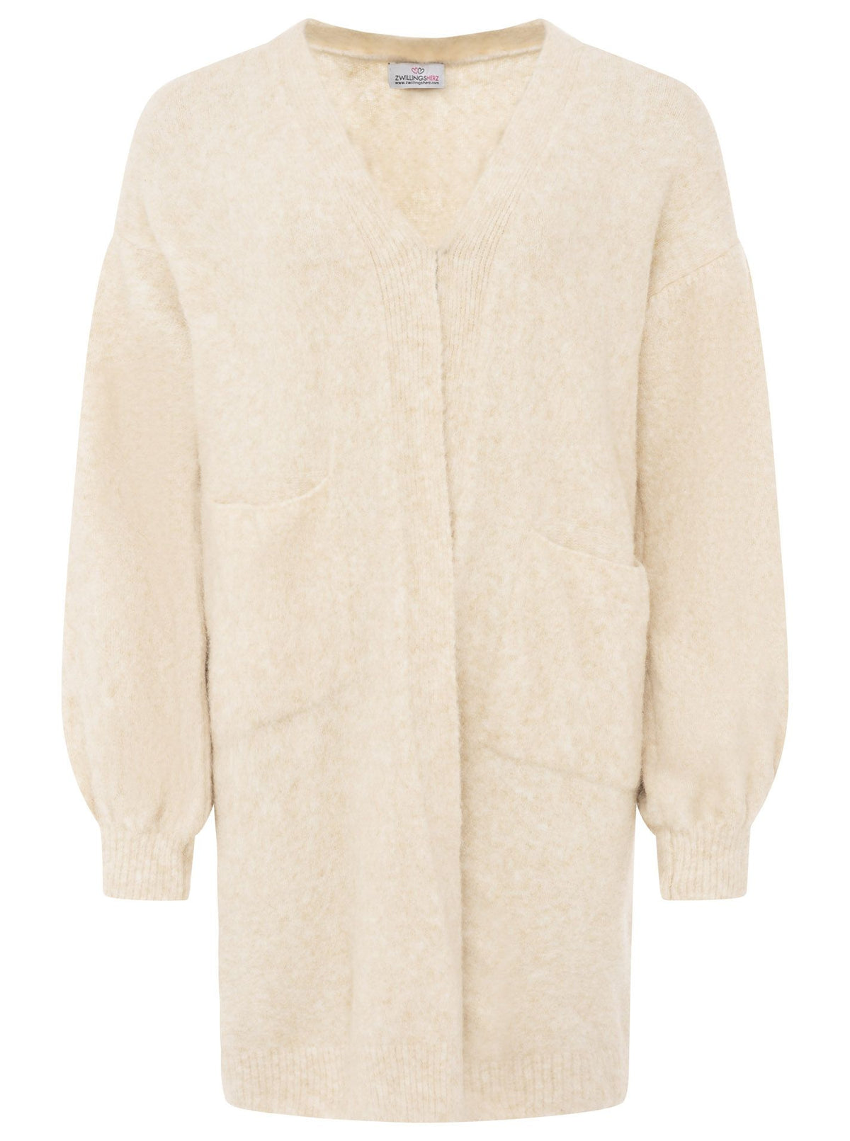 Zwillingsherz Kuschel Strick Cardigan mit Alpakawolle - Beige
