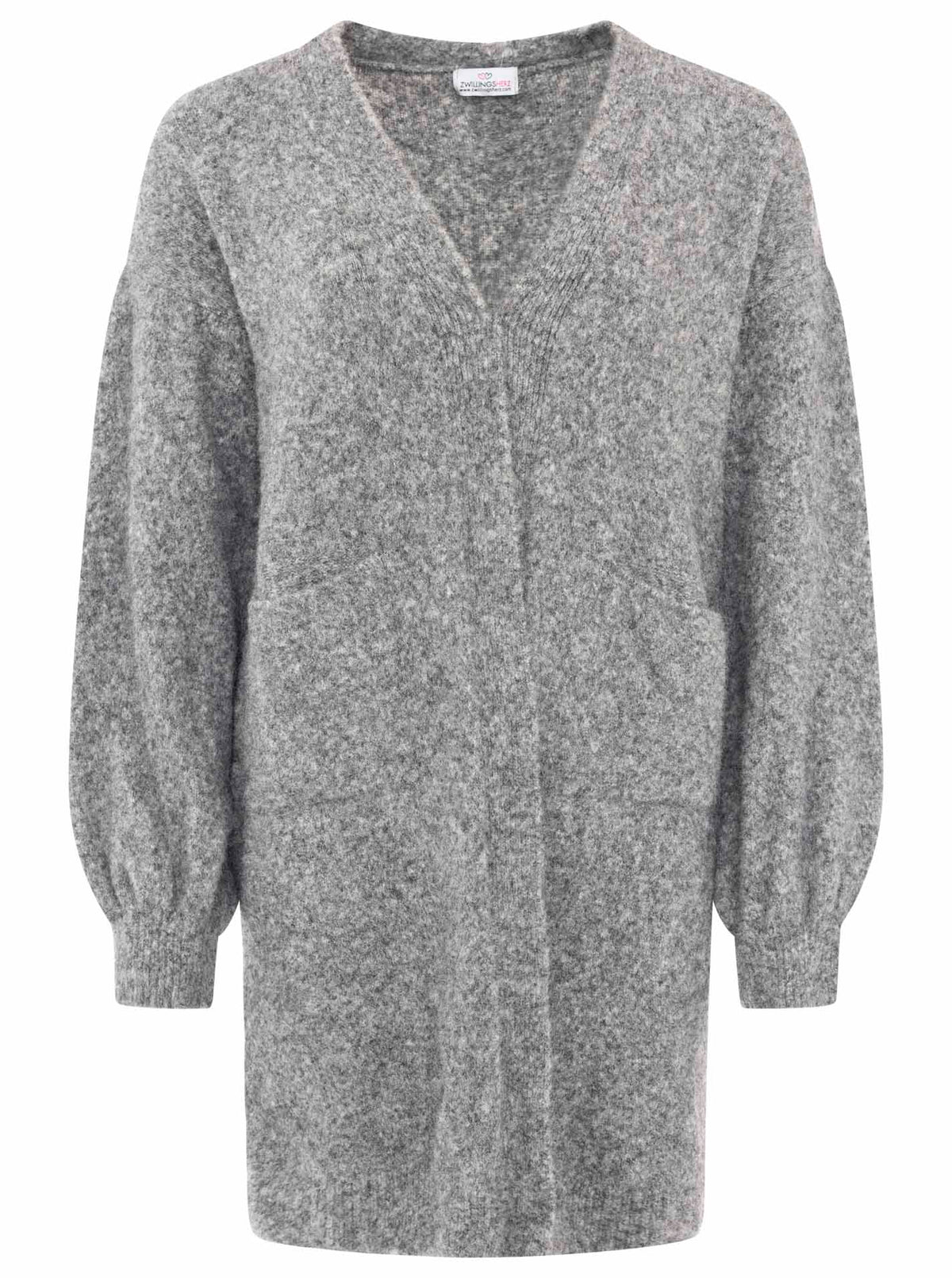Zwillingsherz Kuschel Strick Cardigan mit Alpakawolle - Grau
