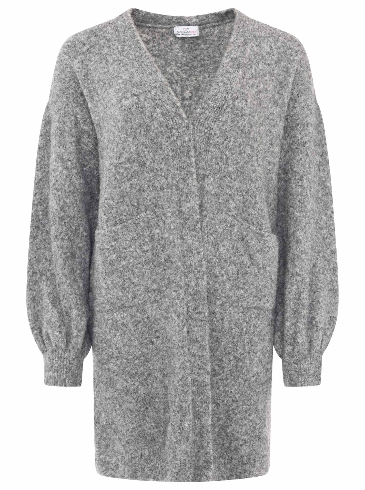 Zwillingsherz Kuschel Strick Cardigan mit Alpakawolle - Grau