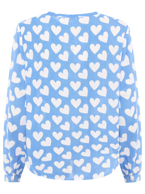 Zwillingsherz - Langarmbluse Herz Classic - Hellblau/Pink