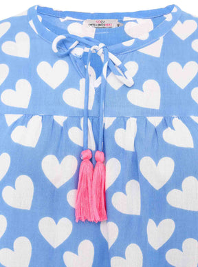 Zwillingsherz - Langarmbluse Herz Classic - Hellblau/Pink