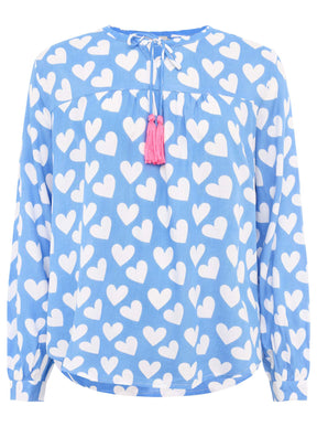 Zwillingsherz - Langarmbluse Herz Classic - Hellblau/Pink