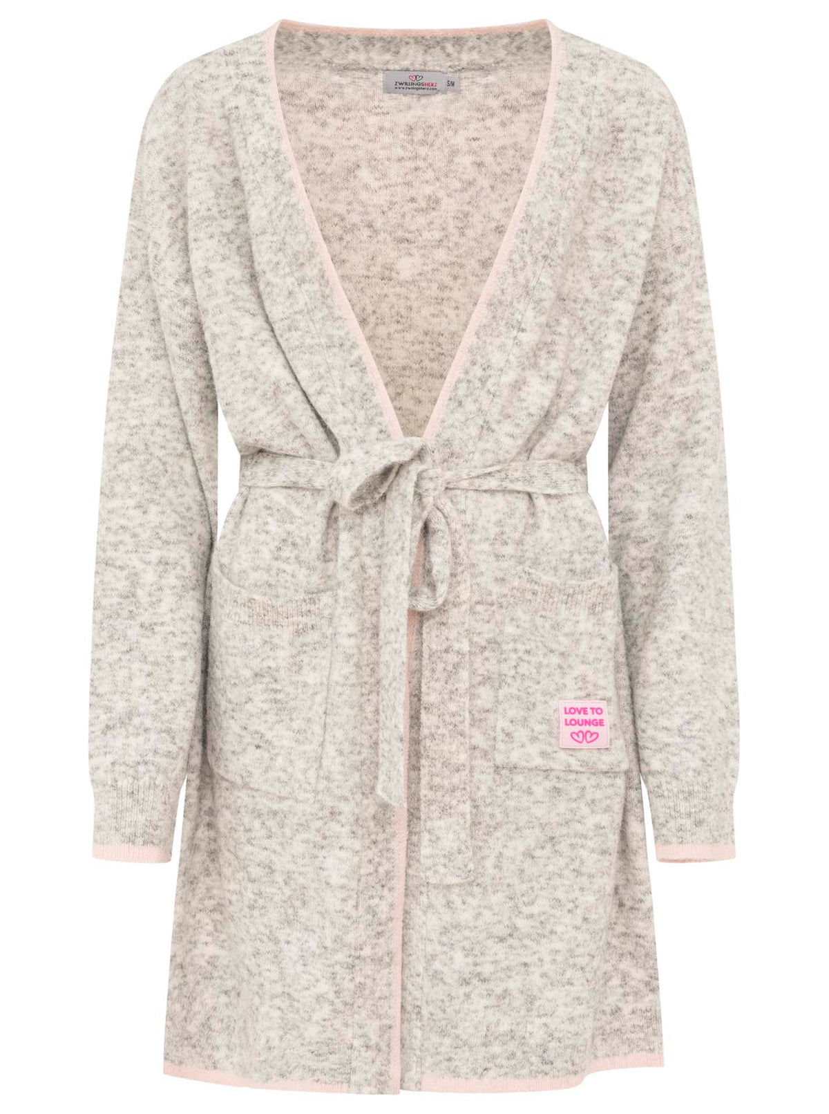 Zwillingsherz Long Cardigan Love to Lounge Hellgrau – Ansicht 1