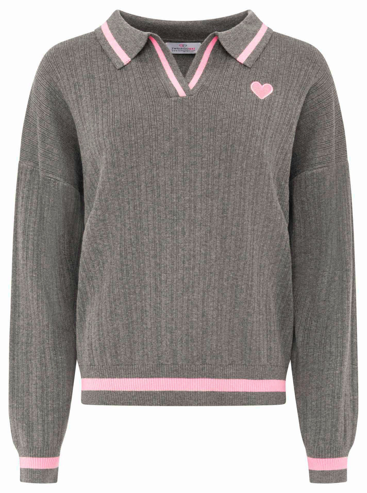 Zwillingsherz Lounge Poloshirt Neon Dunkelgrau – Ansicht 2