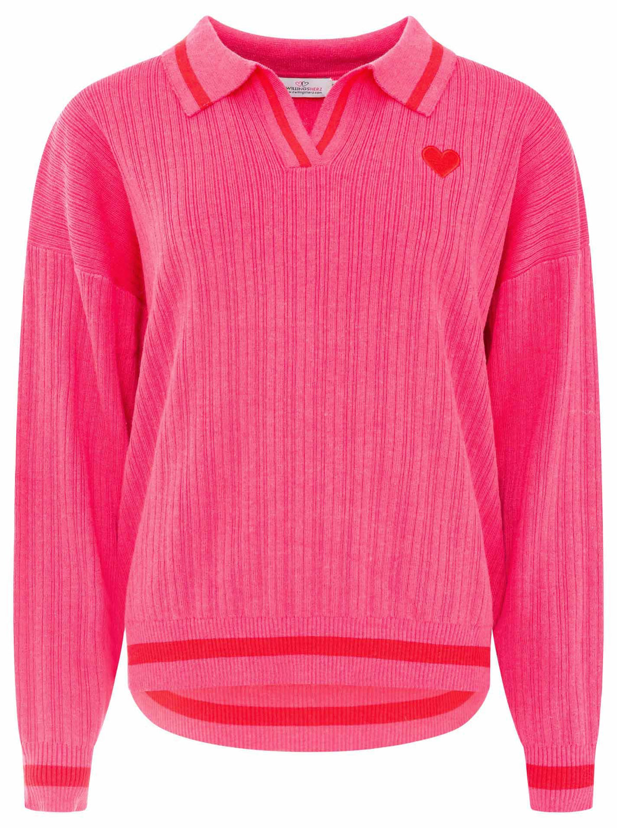 Zwillingsherz Lounge Poloshirt Neon Neonpink – Ansicht 2
