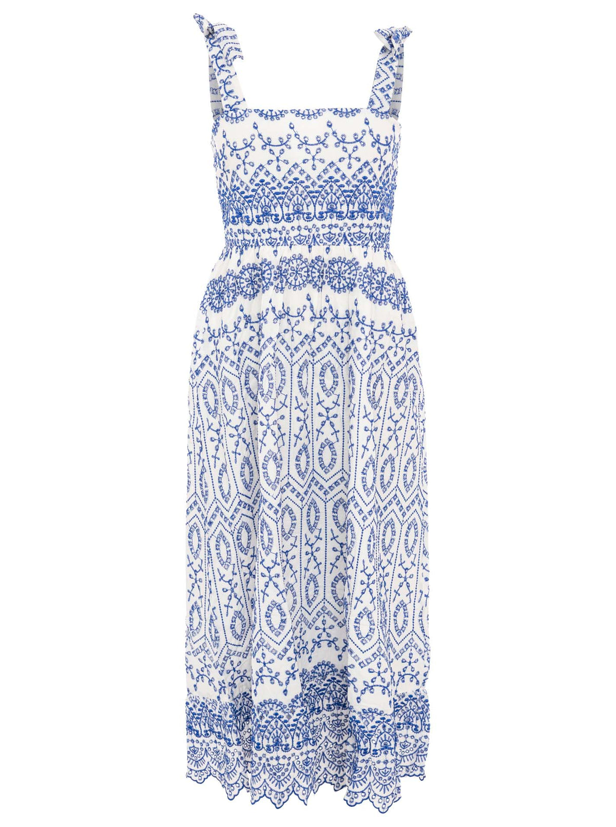 Zwillingsherz - Maxikleid mit Lochstickerei - Blau