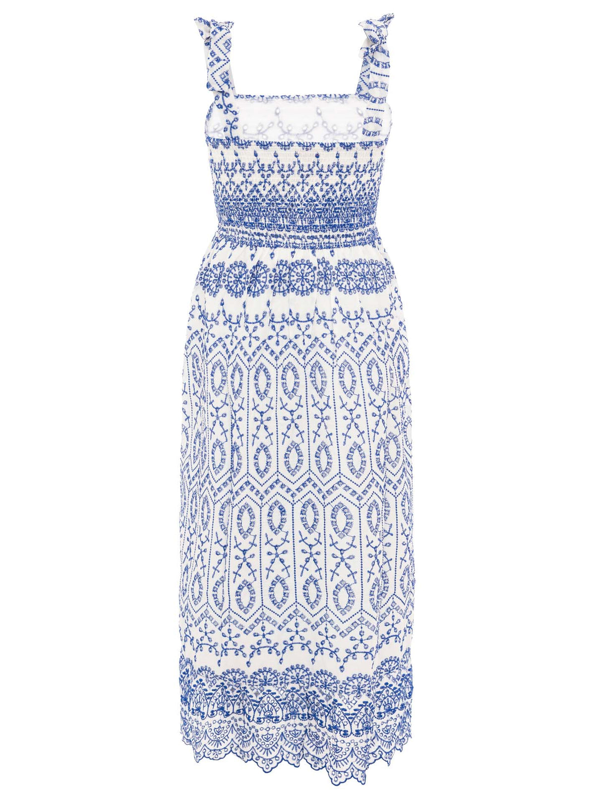 Zwillingsherz - Maxikleid mit Lochstickerei - Blau