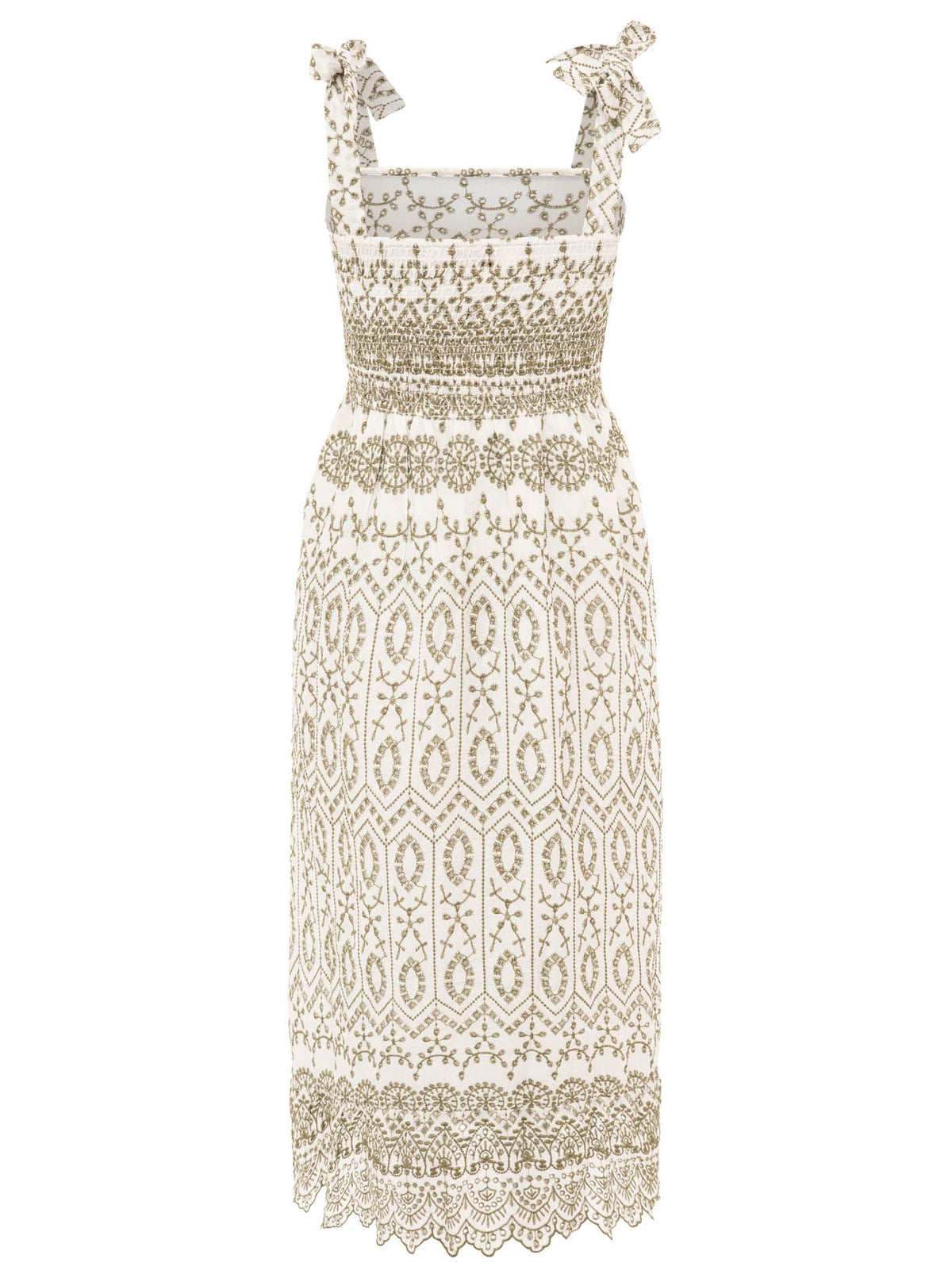 Zwillingsherz - Maxikleid mit Lochstickerei - Beige