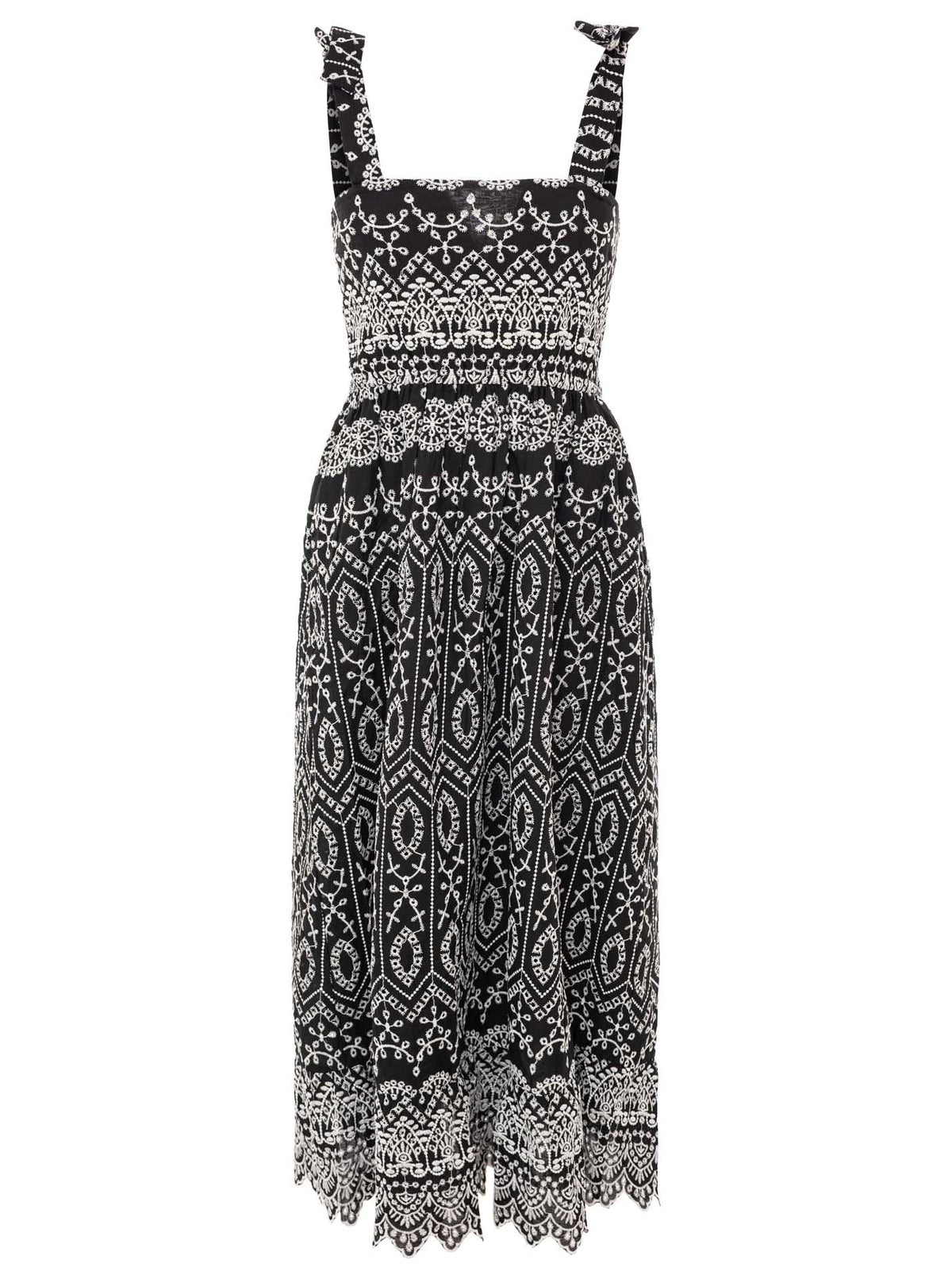 Zwillingsherz - Maxikleid mit Lochstickerei - Schwarz