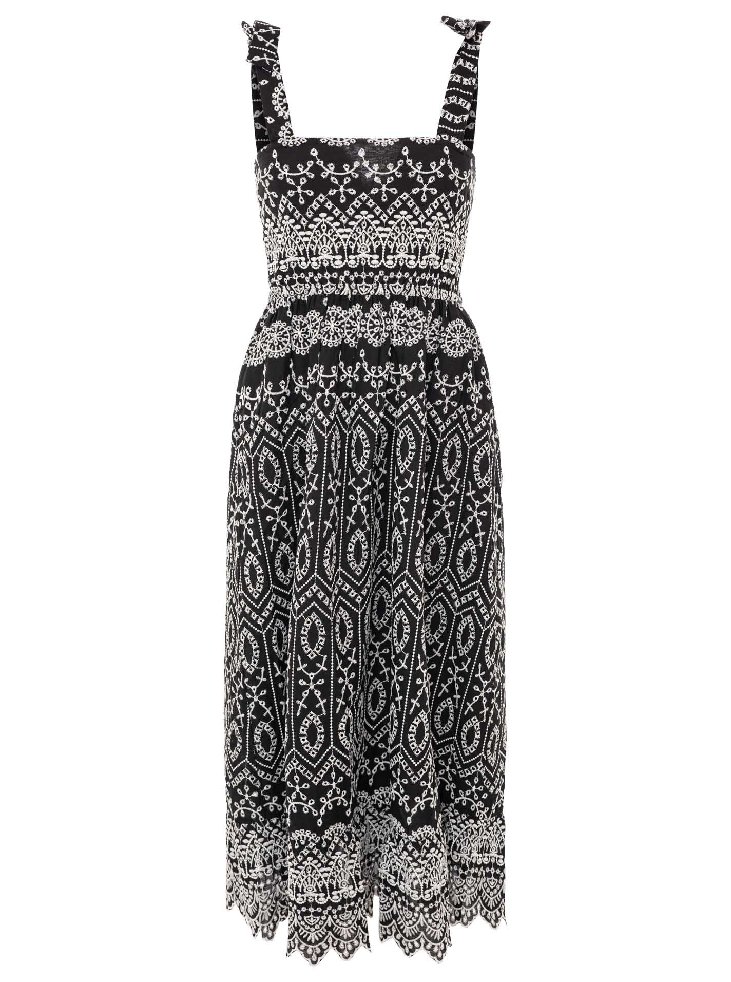 Zwillingsherz - Maxikleid mit Lochstickerei - Schwarz