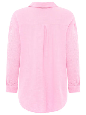 Zwillingsherz - Musselin Bluse Oversized mit Knopfleiste - Rosa