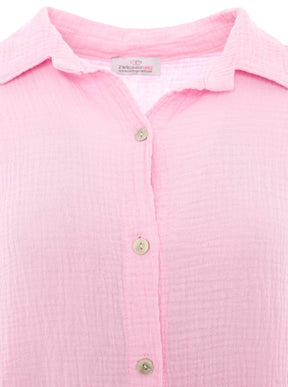 Zwillingsherz - Musselin Bluse Oversized mit Knopfleiste - Rosa