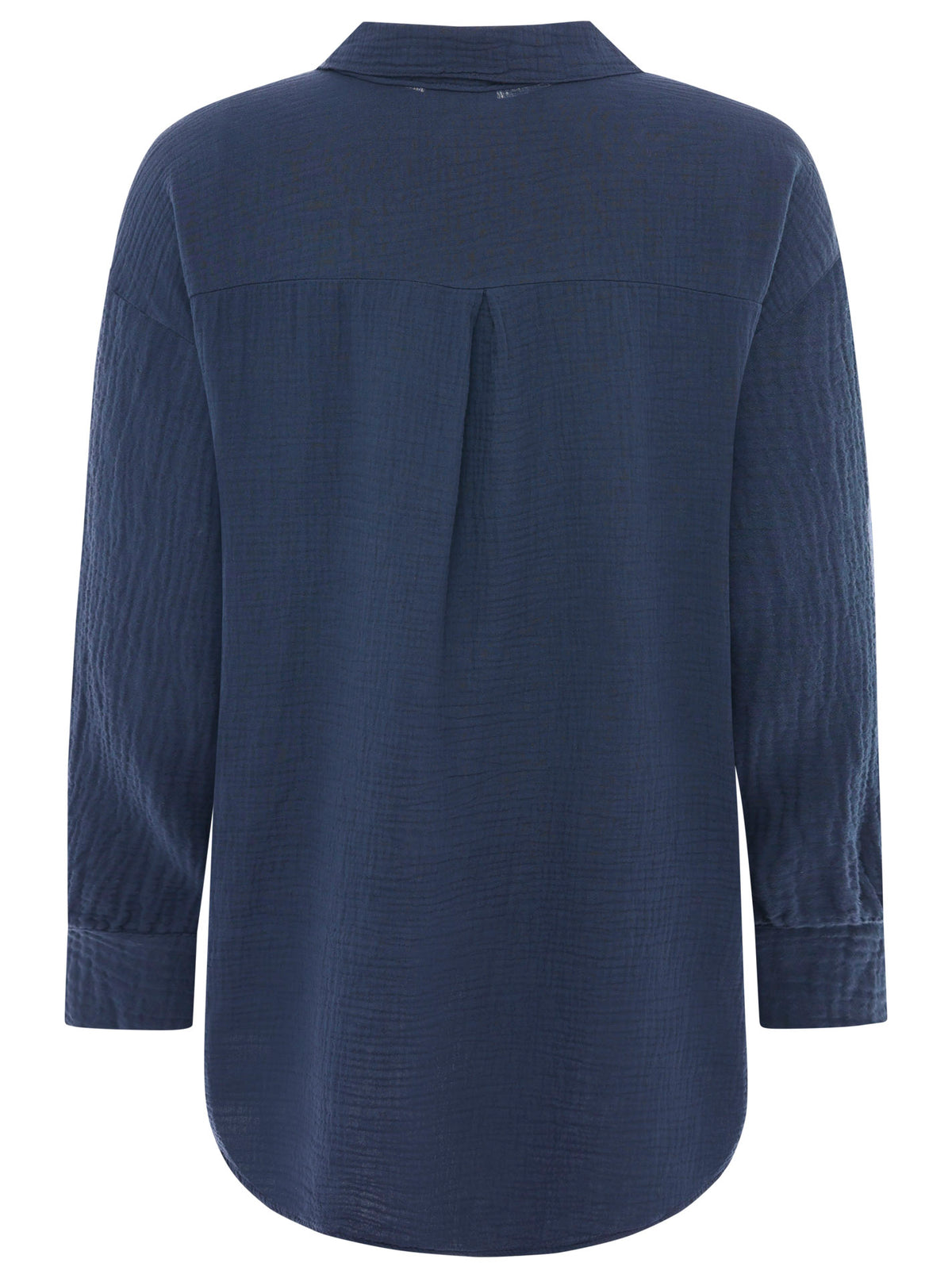 Zwillingsherz Musselin Bluse Rebecca mit Knopfleiste in Navy - ideal luftig locker für den Sommer - Rückansicht