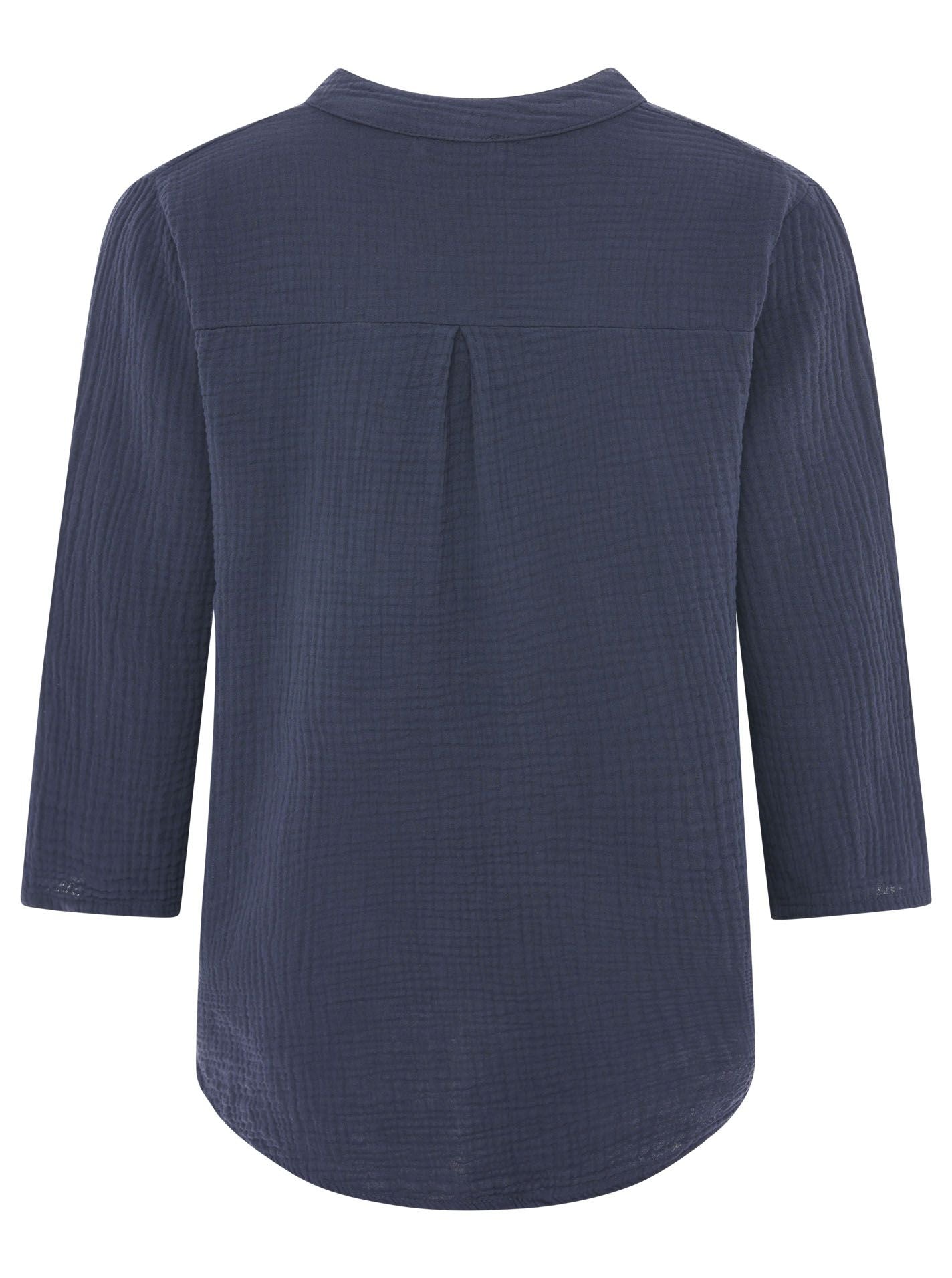 Zwillingsherz - Musselin Bluse Neonkante - Navy