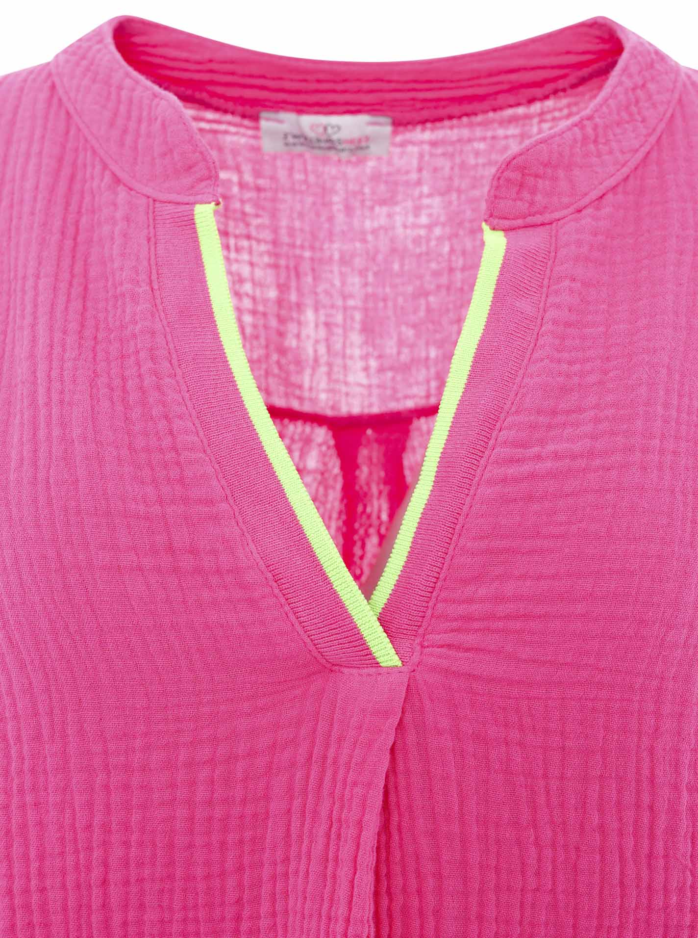 Zwillingsherz - Musselin Bluse Neonkante - Pink