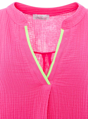 Zwillingsherz - Musselin Bluse Neonkante - Pink