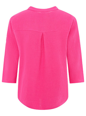 Zwillingsherz - Musselin Bluse Neonkante - Pink