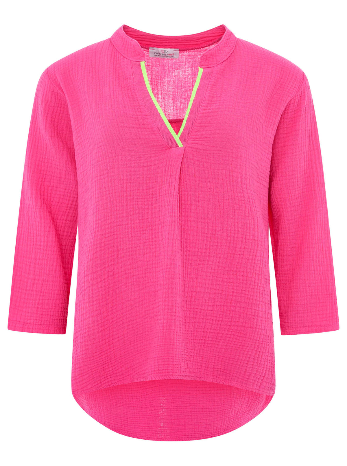 Zwillingsherz - Musselin Bluse Neonkante - Pink