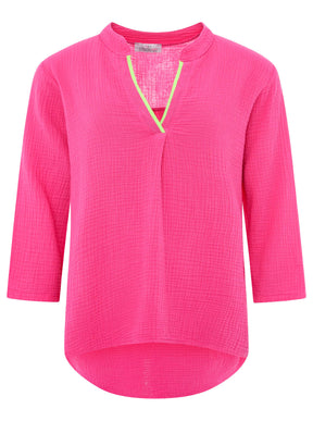 Zwillingsherz - Musselin Bluse Neonkante - Pink