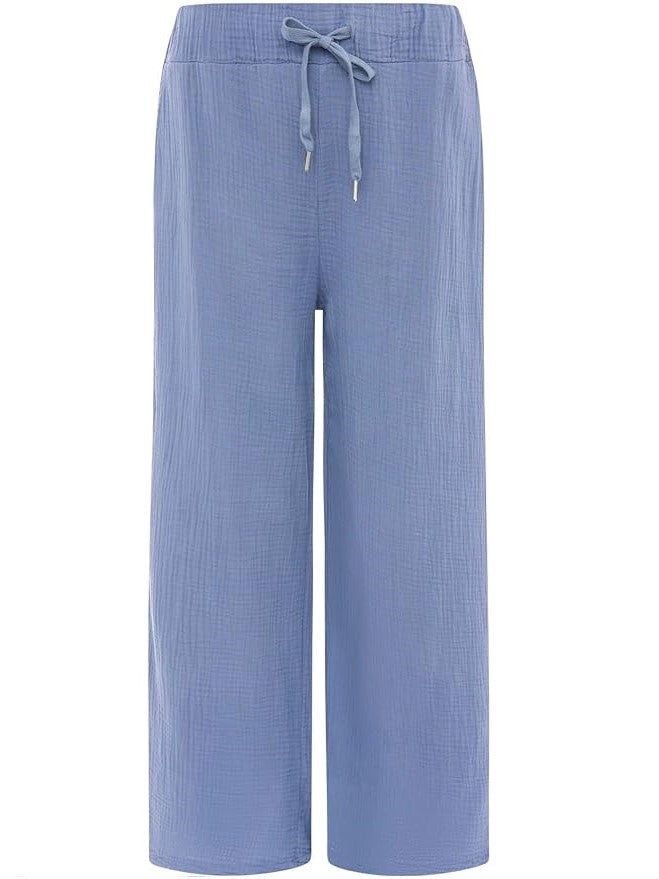 Zwillingsherz Musselin Hose in Mittelblau - luftig locker für den Sommer