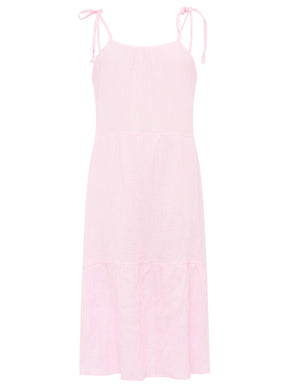 Zwillingsherz - Musselin Kleid lang Spaghettiträger - Rosa