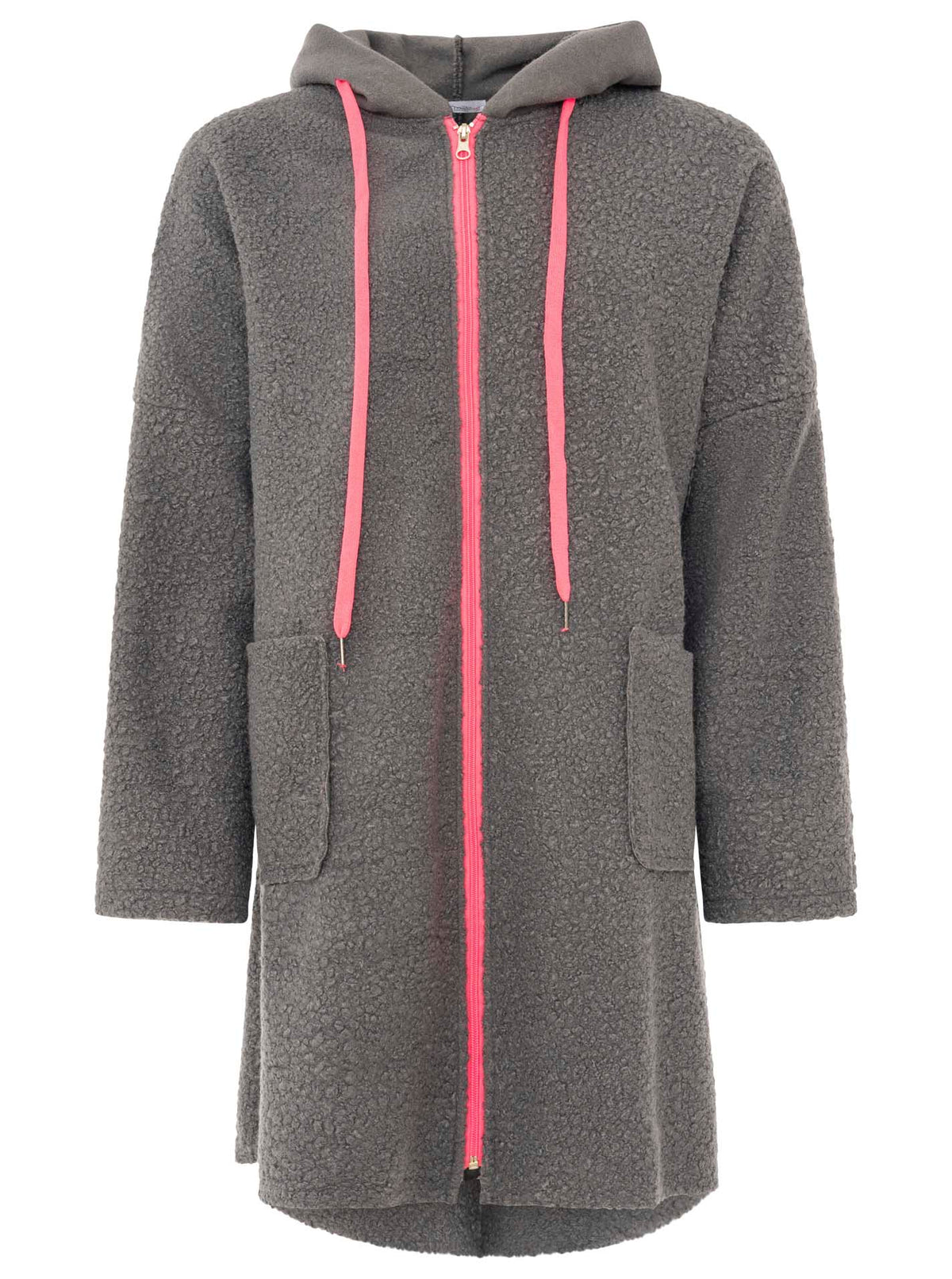 Zwillingsherz Teddy Mantel - Grau/Pink
