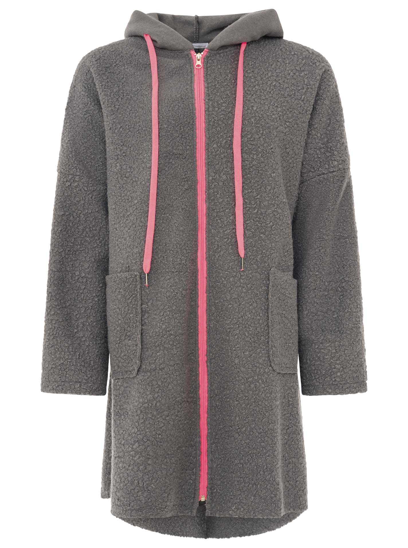 Zwillingsherz Teddy Mantel - Grau/Pink