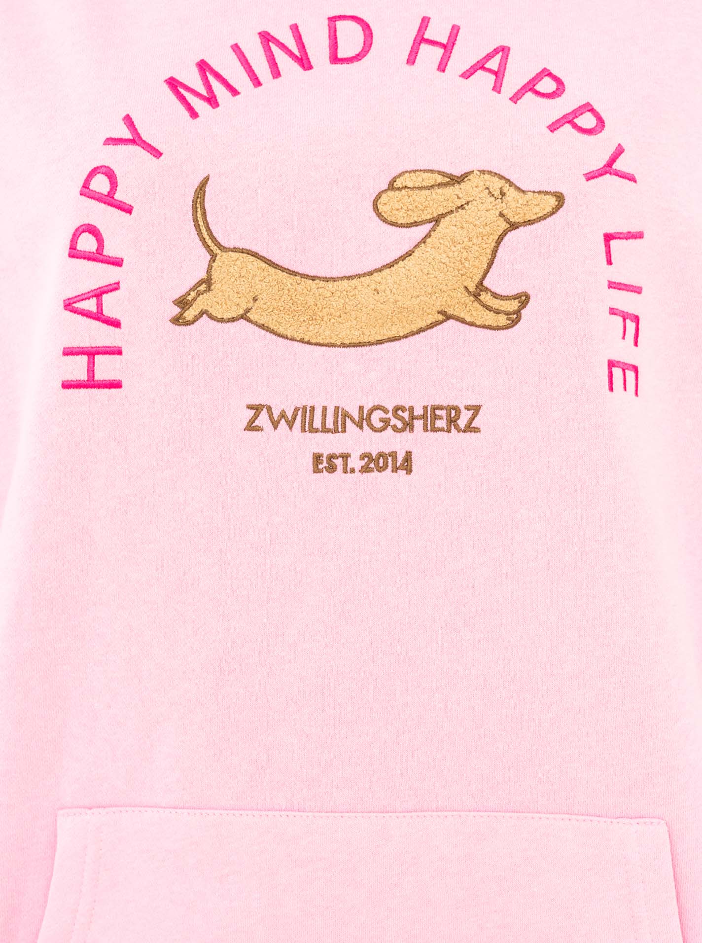 Zwillingsherz Oversized Hoody DOG LOVE in Pink – Detailansicht